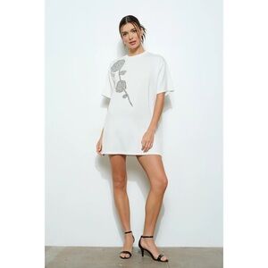 Ina White Mini Dress Crew Neck Short Sleeve